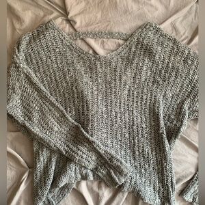 Dreamers Grey/Gray Drop Sleeve Knit Sweater Cross Twist Back